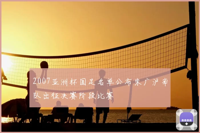 2007亚洲杯国足名单公布朱广沪率队出征决赛阶段比赛